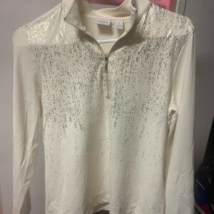 Zenergy Golf by Chicos 3/4 zip cream and metallic Chicos size 1